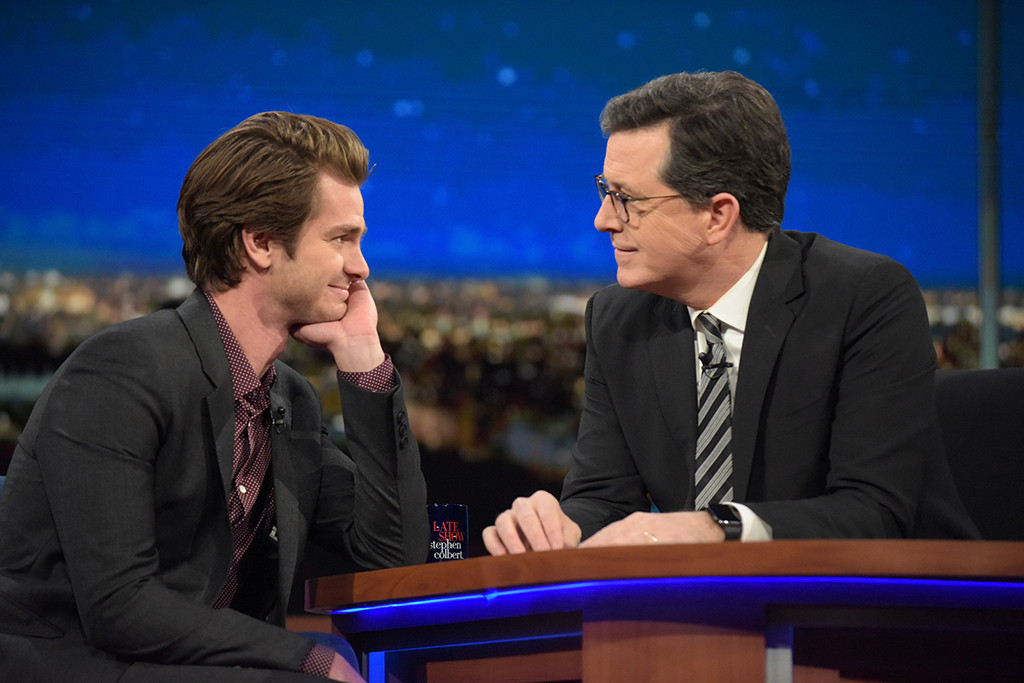 Andrew Garfield, Stephen Colbert, The Late Show Andrew Garfield, Stephen Colbert, The Late Show